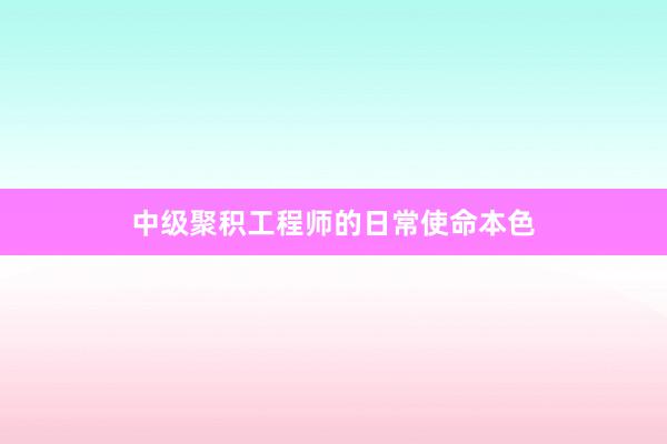 中级聚积工程师的日常使命本色